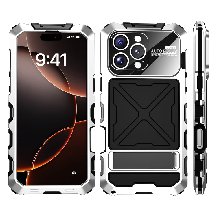 For iPhone 16 Pro Max R-JUST Life Waterproof Dustproof Shockproof Phone Case(Silver)