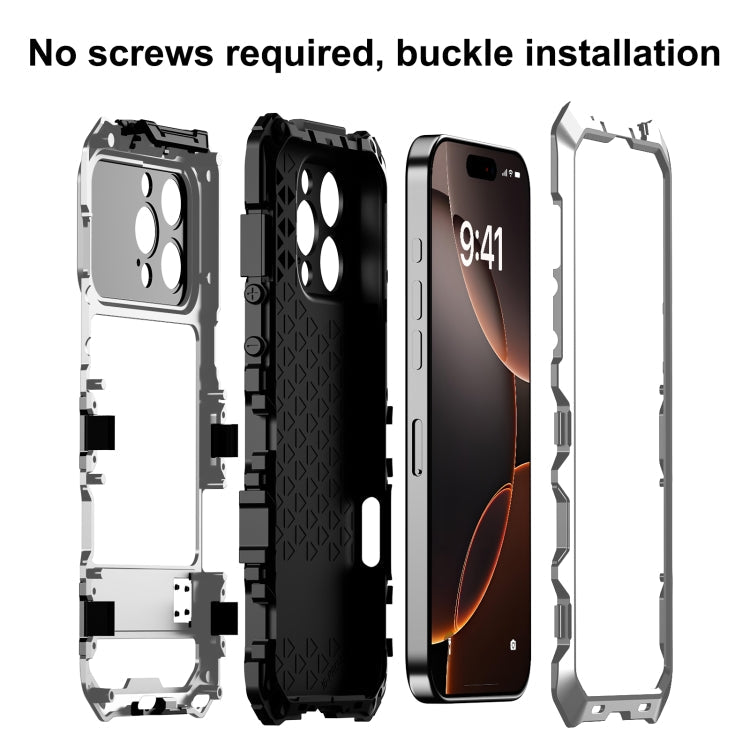 For iPhone 16 Pro Max R-JUST Life Waterproof Dustproof Shockproof Phone Case(Silver)