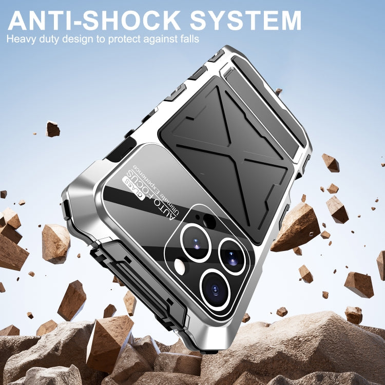 For iPhone 16 Pro Max R-JUST Life Waterproof Dustproof Shockproof Phone Case(Silver)