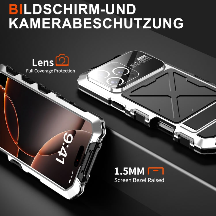 For iPhone 16 Pro Max R-JUST Life Waterproof Dustproof Shockproof Phone Case(Silver)
