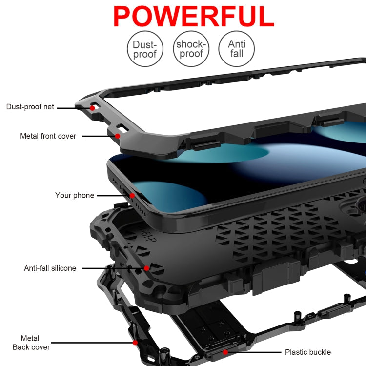 For iPhone 15 Pro Max R-JUST Life Waterproof Dustproof Shockproof Phone Case(Black)