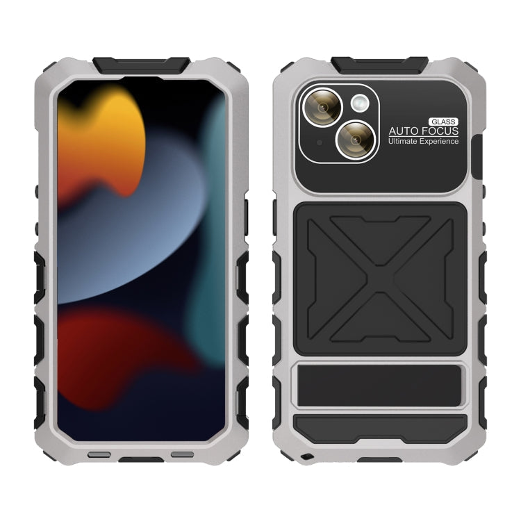 For iPhone 15 Plus R-JUST Life Waterproof Dustproof Shockproof Phone Case(Silver)