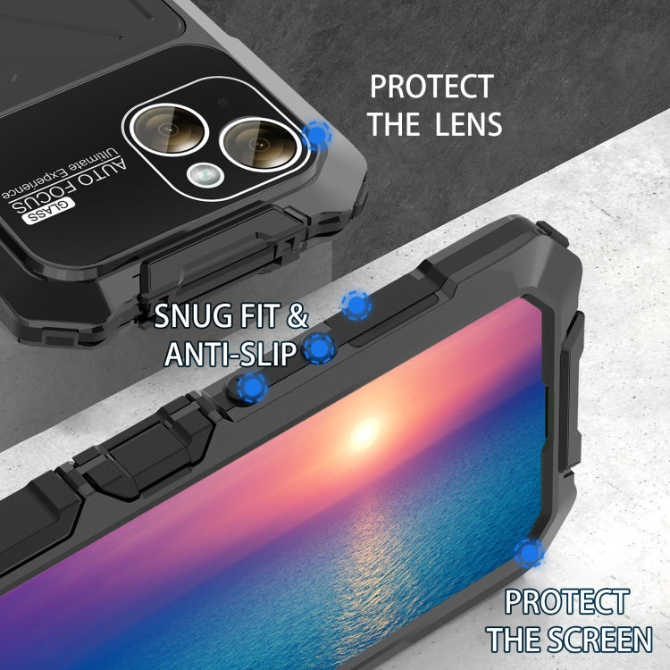 For iPhone 15 R-JUST Life Waterproof Dustproof Shockproof Phone Case(Black)
