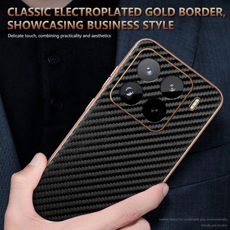 For Xiaomi 15 Pro AZNS Electroplated Edge Carbon Fiber Texture Phone Case(Brown)