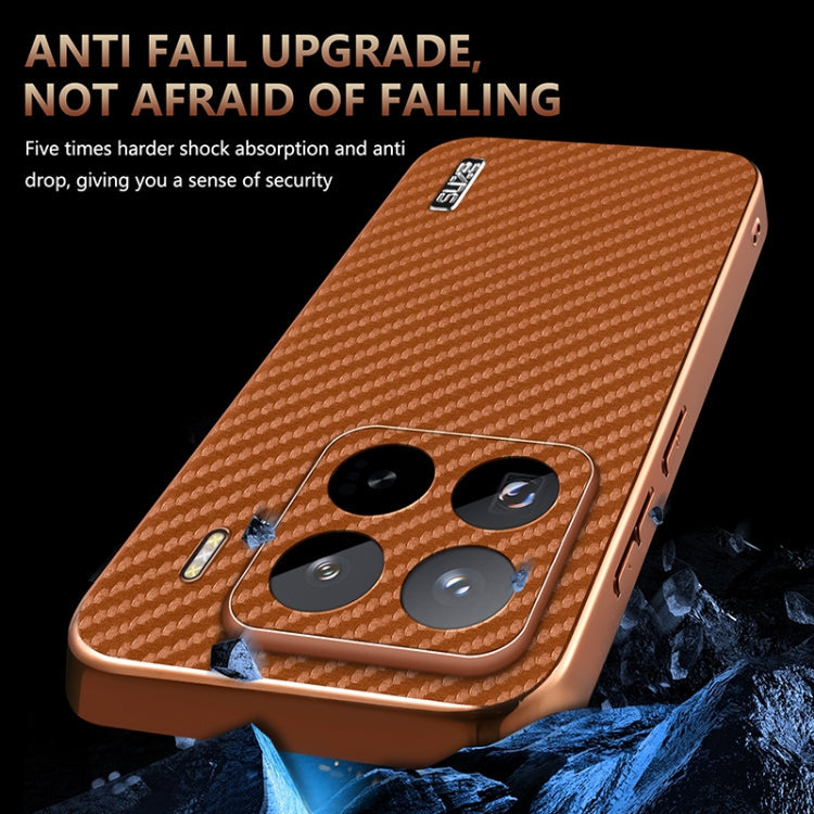 For Xiaomi 15 Pro AZNS Electroplated Edge Carbon Fiber Texture Phone Case(Green)