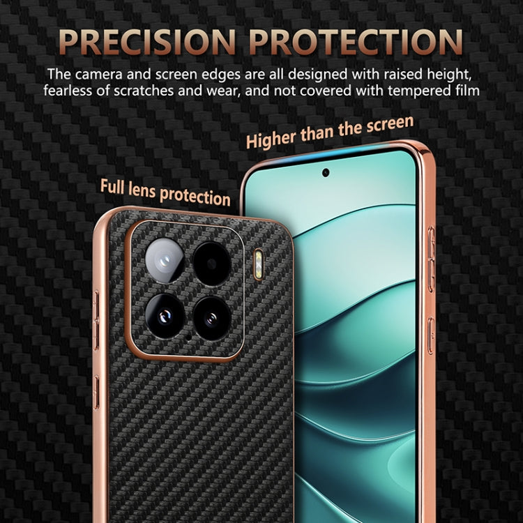 For Xiaomi 15 AZNS Electroplated Edge Carbon Fiber Texture Phone Case(Green)