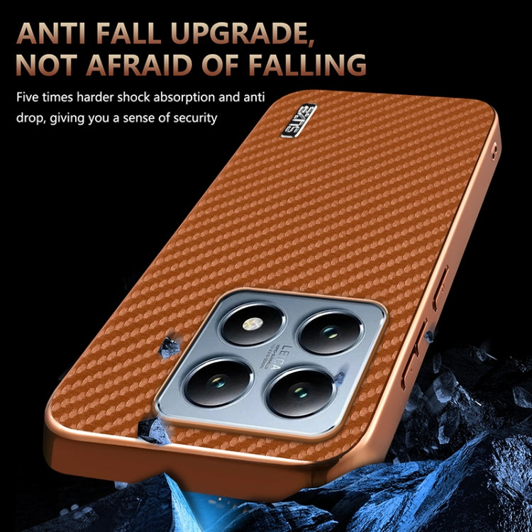 For Xiaomi 14T AZNS Electroplated Edge Carbon Fiber Texture Phone Case(Black)
