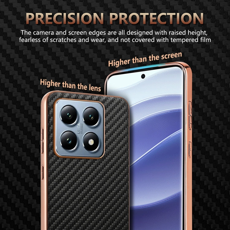 For Xiaomi 14T AZNS Electroplated Edge Carbon Fiber Texture Phone Case(Black)