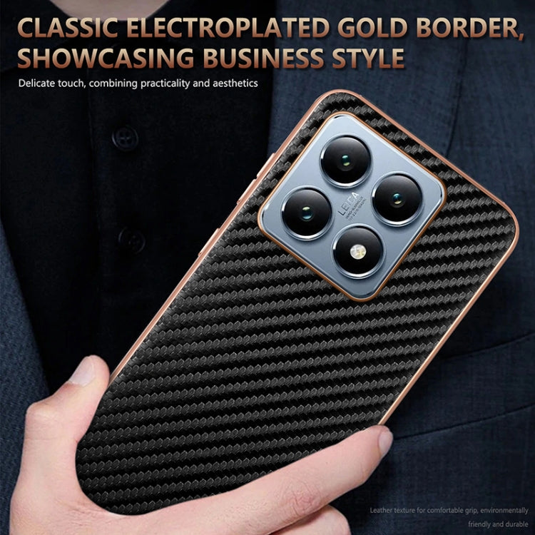 For Xiaomi 14T AZNS Electroplated Edge Carbon Fiber Texture Phone Case(Blue)