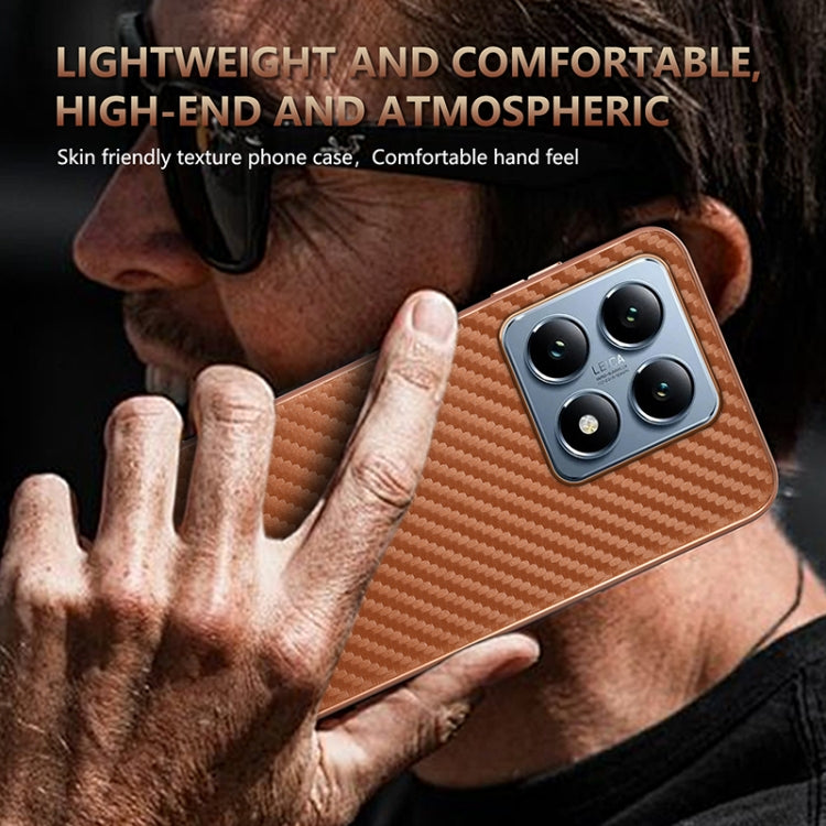 For Xiaomi 14T AZNS Electroplated Edge Carbon Fiber Texture Phone Case(Blue)