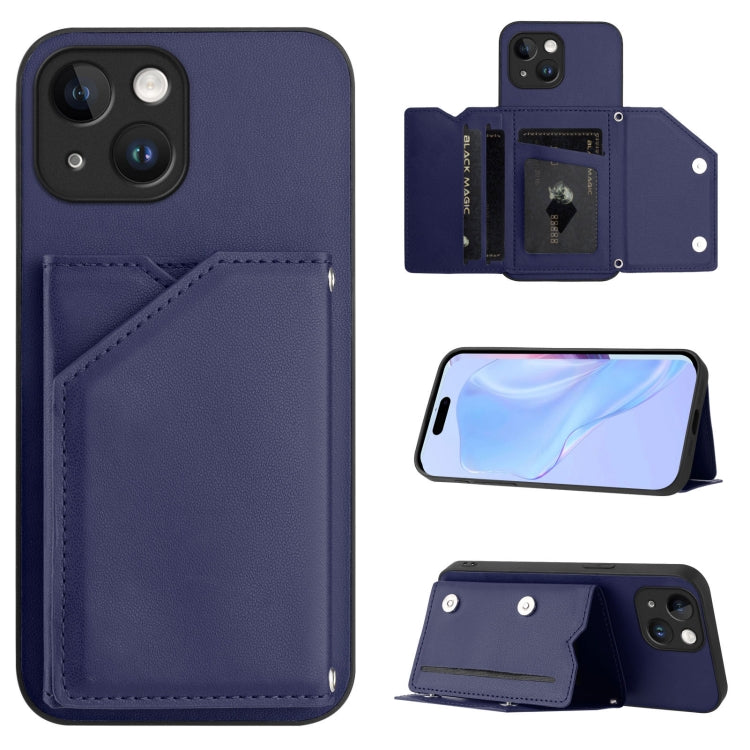Skin Feel Four Card Slots Phone Case with Wrist Strap, For iPhone 14 Plus, For iPhone 14, For iPhone 14 Pro, For iPhone 14 Pro Max
