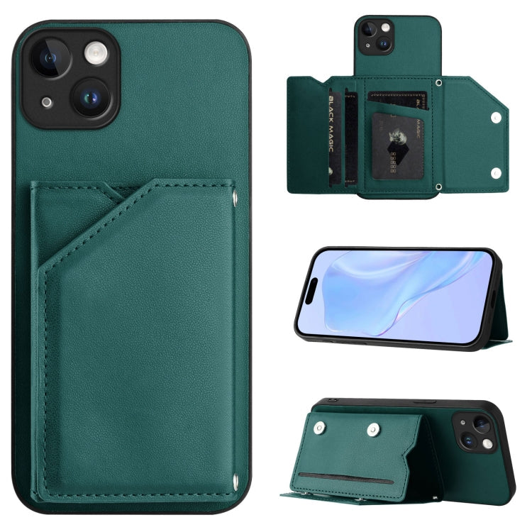 Skin Feel Four Card Slots Phone Case with Wrist Strap, For iPhone 14 Plus, For iPhone 14, For iPhone 14 Pro, For iPhone 14 Pro Max