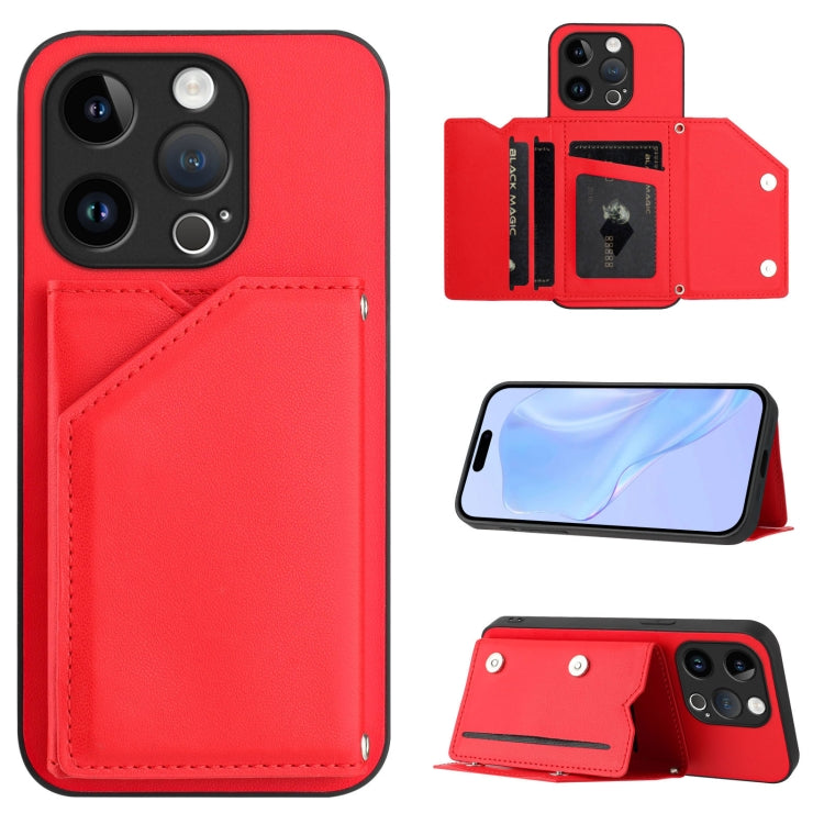 Skin Feel Four Card Slots Phone Case with Wrist Strap, For iPhone 14 Plus, For iPhone 14, For iPhone 14 Pro, For iPhone 14 Pro Max