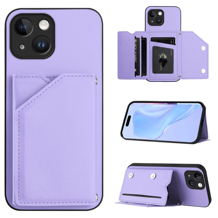 Skin Feel Four Card Slots Phone Case with Wrist Strap, For iPhone 15 Pro Max, For iPhone 15 Pro, For iPhone 15 Plus, For iPhone 15