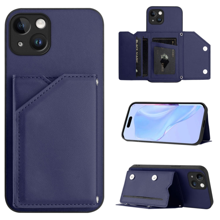 Skin Feel Four Card Slots Phone Case with Wrist Strap, For iPhone 15 Pro Max, For iPhone 15 Pro, For iPhone 15 Plus, For iPhone 15