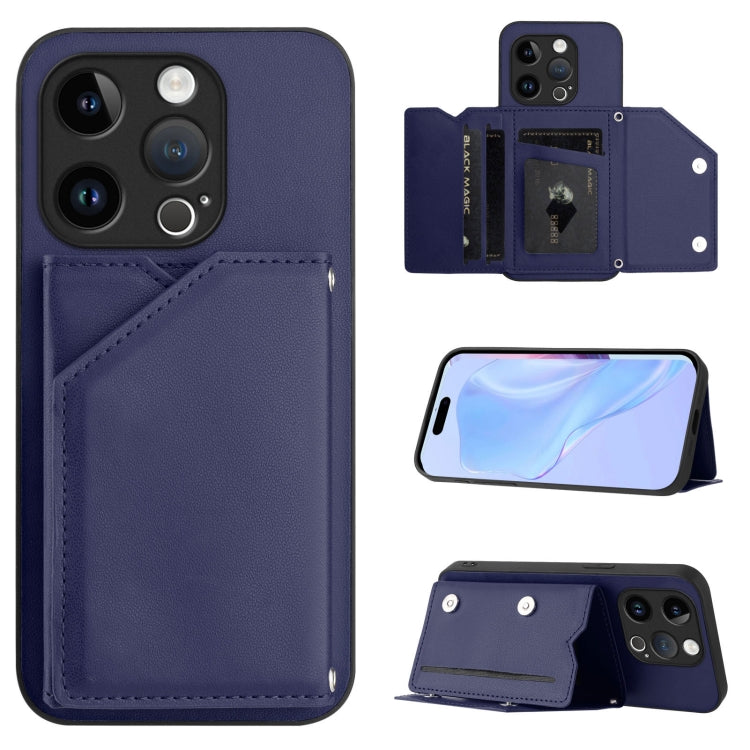 Skin Feel Four Card Slots Phone Case with Wrist Strap, For iPhone 15 Pro Max, For iPhone 15 Pro, For iPhone 15 Plus, For iPhone 15