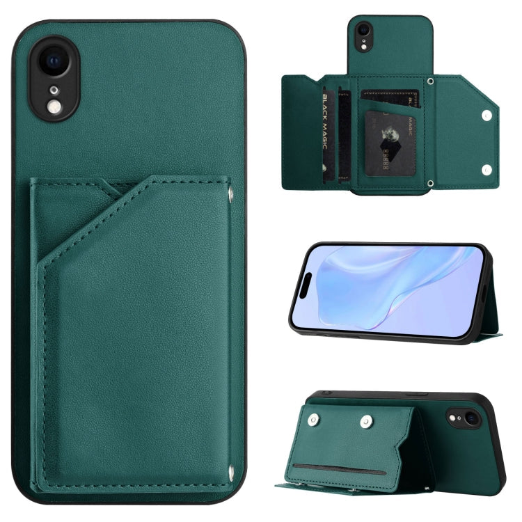 Skin Feel Four Card Slots Phone Case with Wrist Strap, For iPhone X / XS, For iPhone XR, For iPhone XS Max, For iPhone 7 Plus / 8 Plus