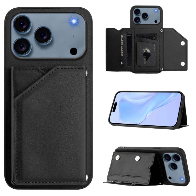 Skin Feel Four Card Slots Phone Case with Wrist Strap, For iPhone 17 Pro Max, For iPhone 17 Pro, For iPhone 17, For iPhone Air