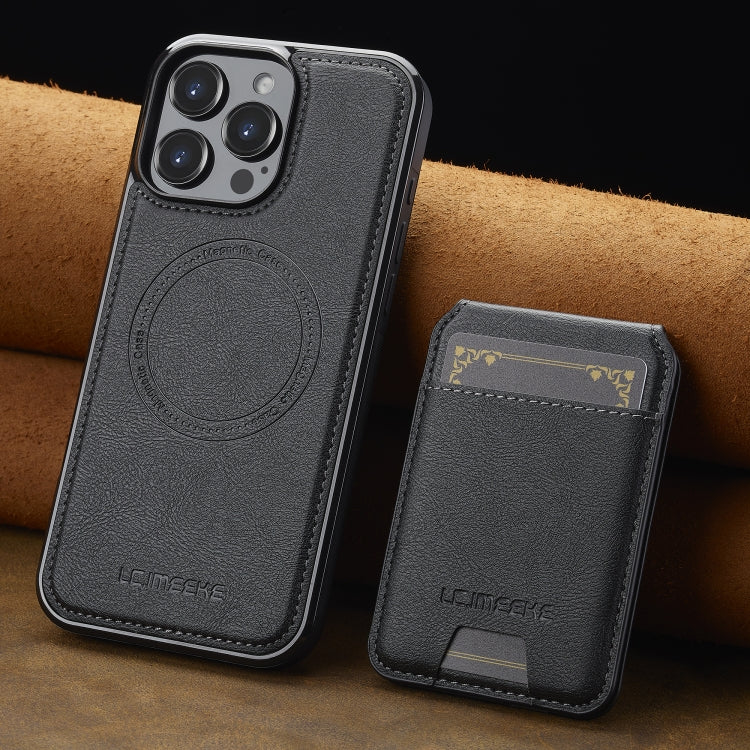 For iPhone 16 Pro Max LC.IMEEKE L3 Series Detachable RFID Card Bag Magsafe Phone Case(Black)