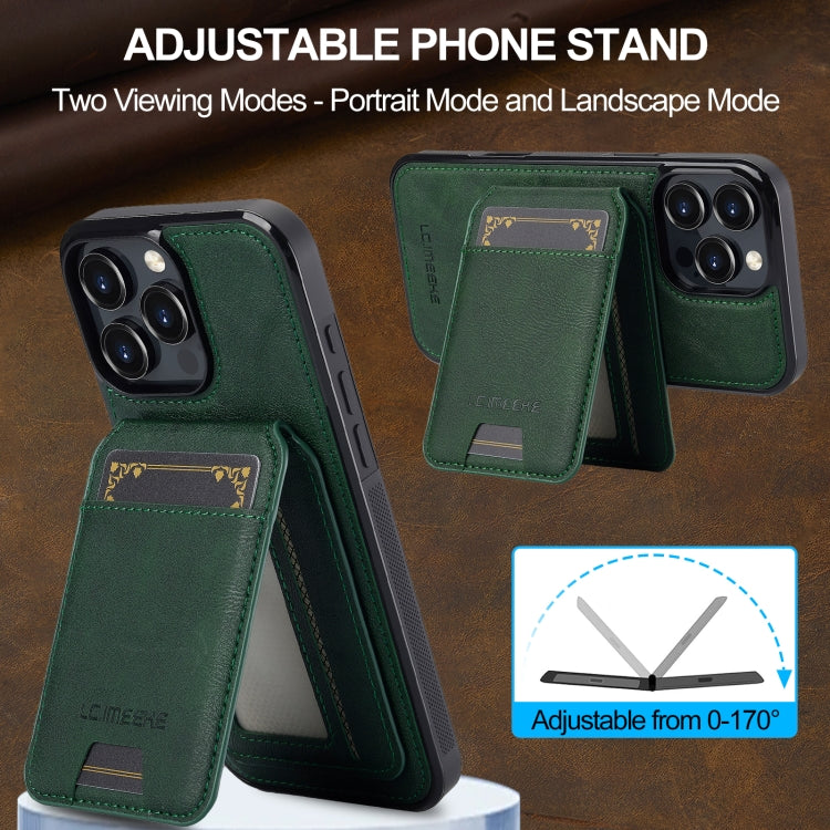 For iPhone 16 Pro Max LC.IMEEKE L3 Series Detachable RFID Card Bag Magsafe Phone Case(Green)