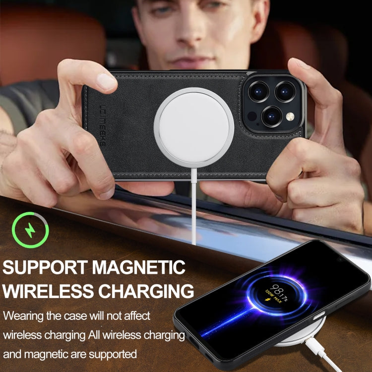 For iPhone 16 Pro LC.IMEEKE L3 Series Detachable RFID Card Bag Magsafe Phone Case(Black)