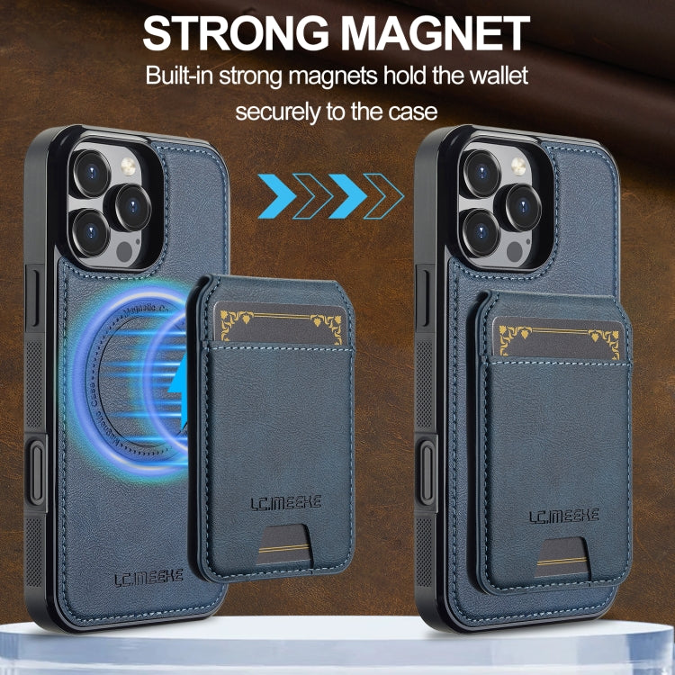 For iPhone 16 Pro LC.IMEEKE L3 Series Detachable RFID Card Bag Magsafe Phone Case(Blue)