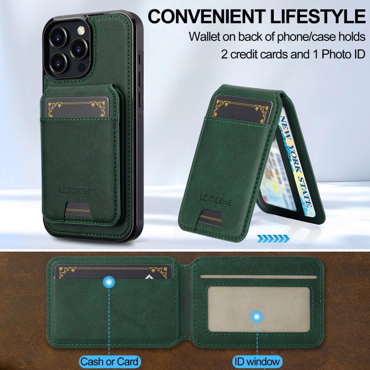 For iPhone 16 Pro LC.IMEEKE L3 Series Detachable RFID Card Bag Magsafe Phone Case(Green)