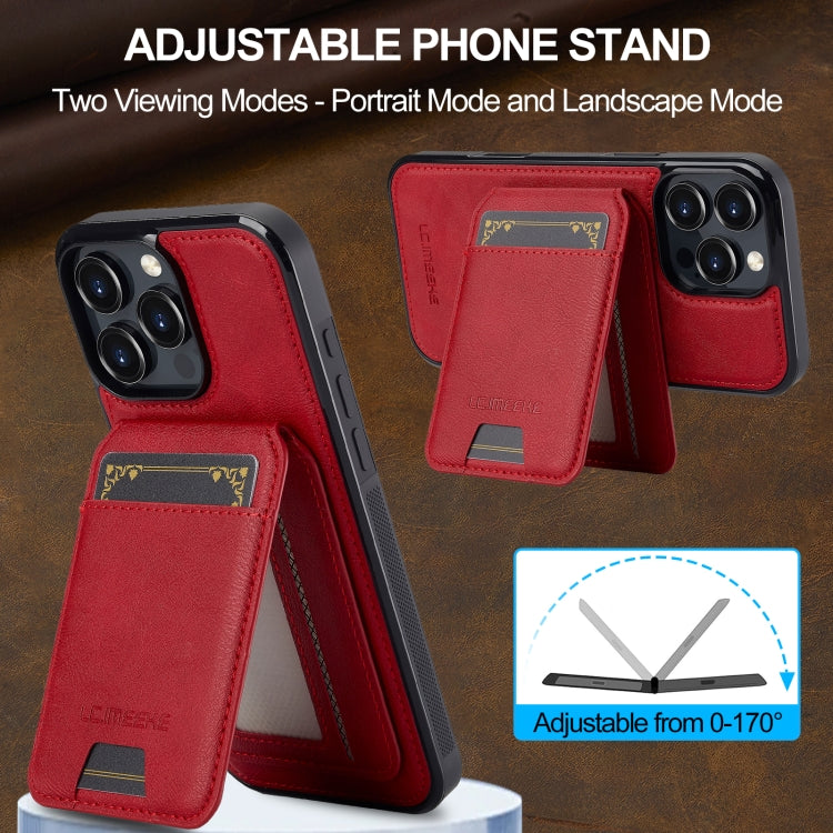 For iPhone 16 Pro LC.IMEEKE L3 Series Detachable RFID Card Bag Magsafe Phone Case(Red)