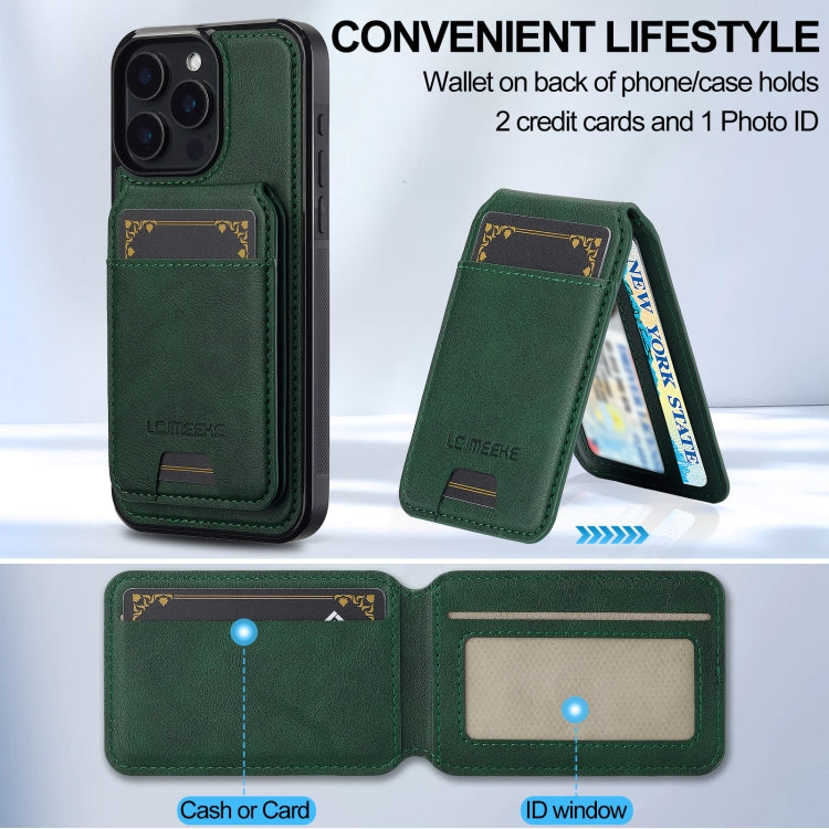For iPhone 15 Pro Max LC.IMEEKE L3 Series Detachable RFID Card Bag Magsafe Phone Case(Green)