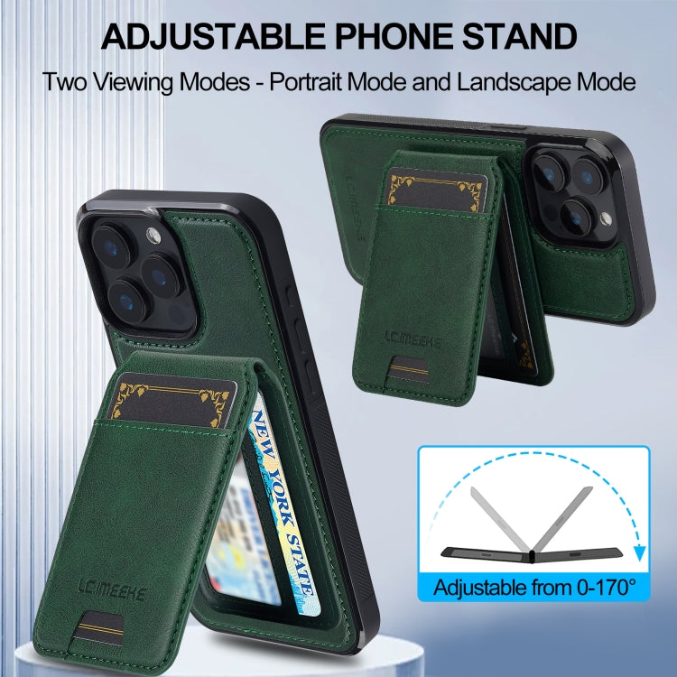 For iPhone 15 Pro Max LC.IMEEKE L3 Series Detachable RFID Card Bag Magsafe Phone Case(Green)