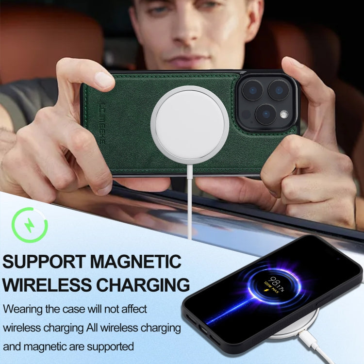 For iPhone 15 Pro Max LC.IMEEKE L3 Series Detachable RFID Card Bag Magsafe Phone Case(Green)