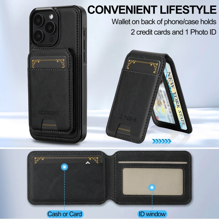 For iPhone 15 Pro LC.IMEEKE L3 Series Detachable RFID Card Bag Magsafe Phone Case(Black)