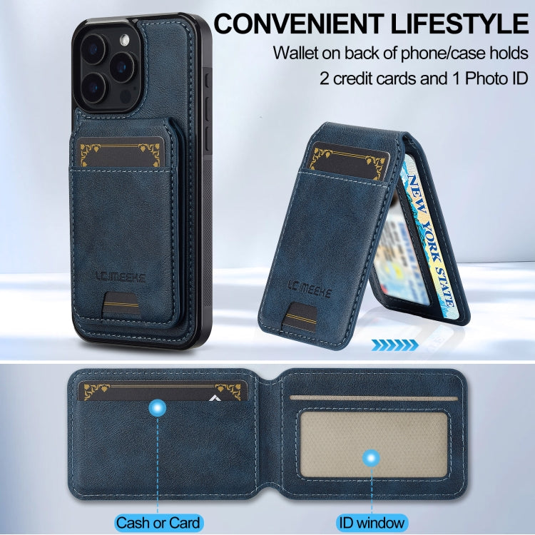 For iPhone 15 Pro LC.IMEEKE L3 Series Detachable RFID Card Bag Magsafe Phone Case(Blue)