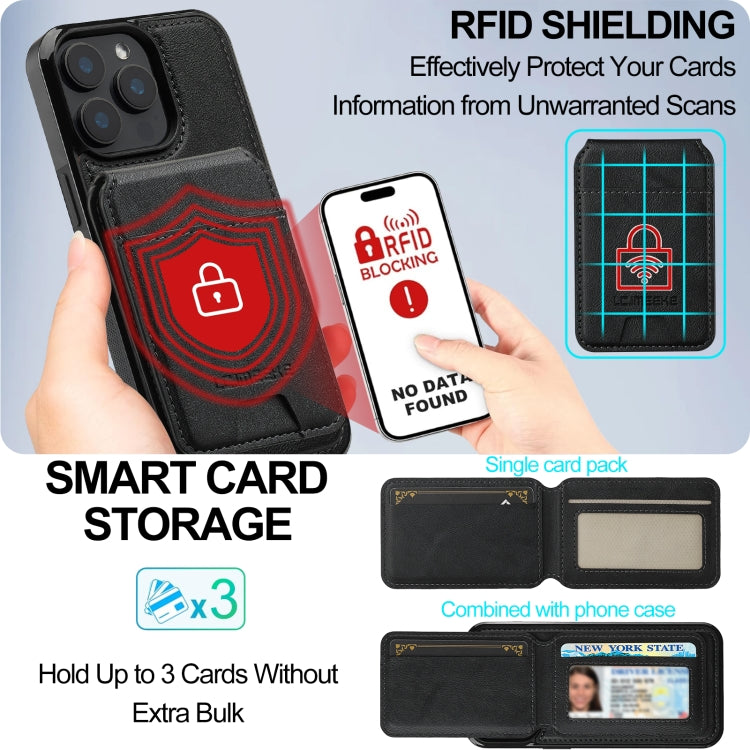 For iPhone 14 Pro Max LC.IMEEKE L3 Series Detachable RFID Card Bag Magsafe Phone Case(Black)