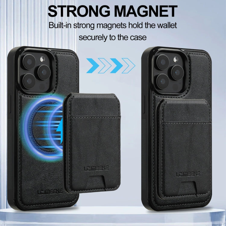For iPhone 14 Pro Max LC.IMEEKE L3 Series Detachable RFID Card Bag Magsafe Phone Case(Black)