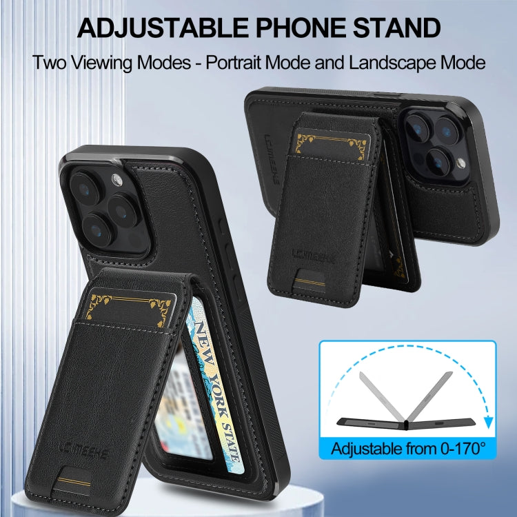 For iPhone 14 Pro Max LC.IMEEKE L3 Series Detachable RFID Card Bag Magsafe Phone Case(Black)