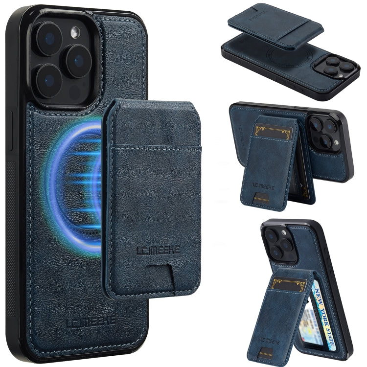 For iPhone 14 Pro Max LC.IMEEKE L3 Series Detachable RFID Card Bag Magsafe Phone Case(Blue)