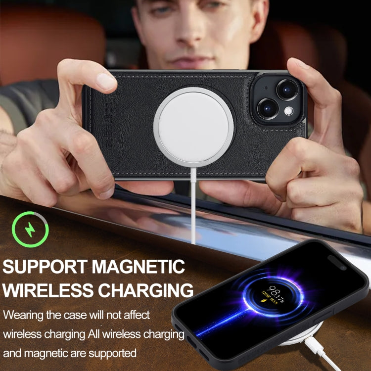 For iPhone 15 LC.IMEEKE L3 Series Detachable RFID Card Bag Magsafe Phone Case(Black)