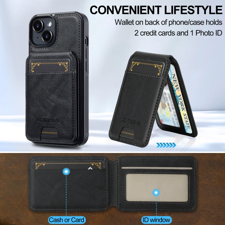 For iPhone 15 Plus / 14 Plus LC.IMEEKE L3 Series Detachable RFID Card Bag Magsafe Phone Case(Black)