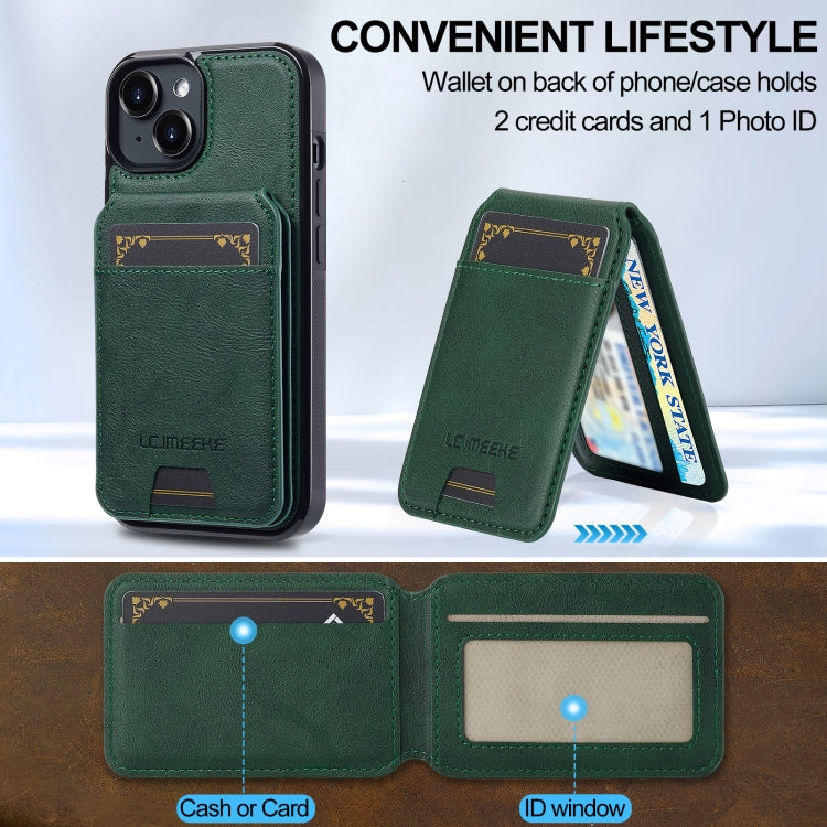 For iPhone 14 / 13 LC.IMEEKE L3 Series Detachable RFID Card Bag Magsafe Phone Case(Green)