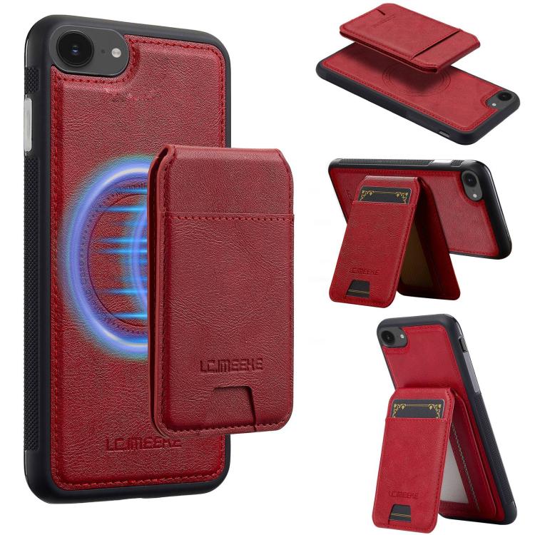 For iPhone 17e / 16e LC.IMEEKE L3 Series Detachable RFID Card Bag Magsafe Phone Case(Red)