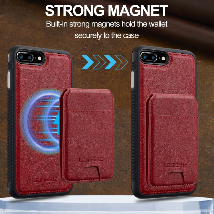 For iPhone 17e / 16e LC.IMEEKE L3 Series Detachable RFID Card Bag Magsafe Phone Case(Red)