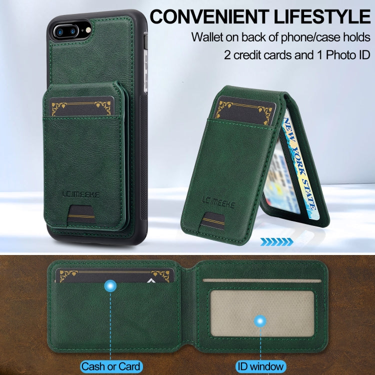 For iPhone SE 2022 / 2020 LC.IMEEKE L3 Series Detachable RFID Card Bag Magsafe Phone Case(Green)