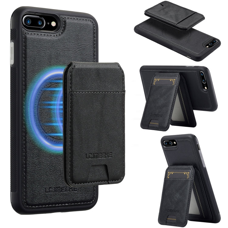 For iPhone 8 Plus / 7 Plus LC.IMEEKE L3 Series Detachable RFID Card Bag Magsafe Phone Case(Black)
