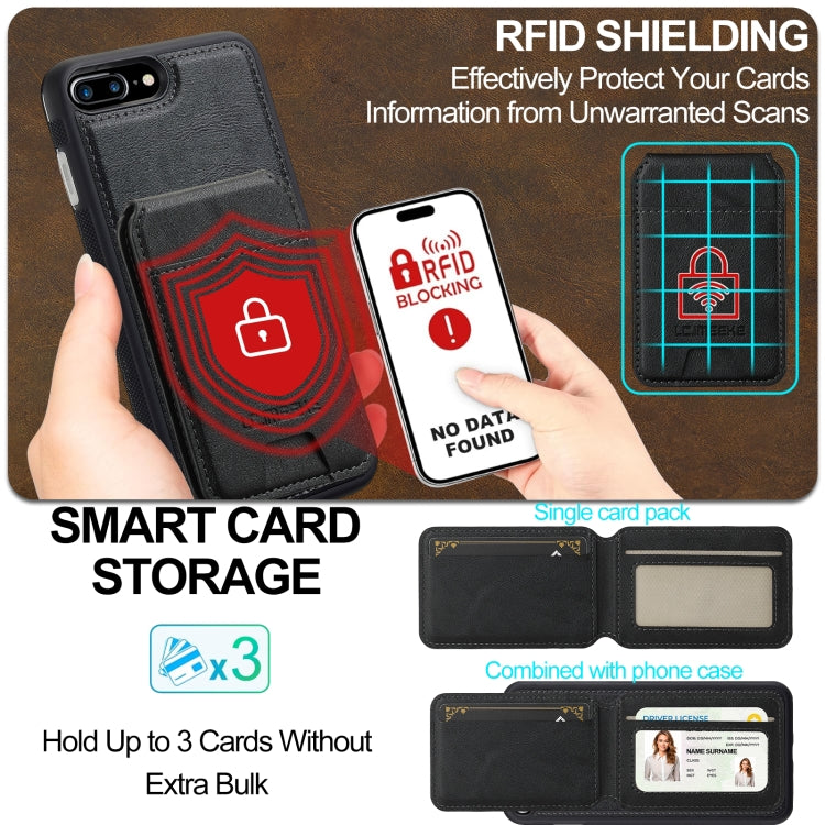 For iPhone 8 Plus / 7 Plus LC.IMEEKE L3 Series Detachable RFID Card Bag Magsafe Phone Case(Black)