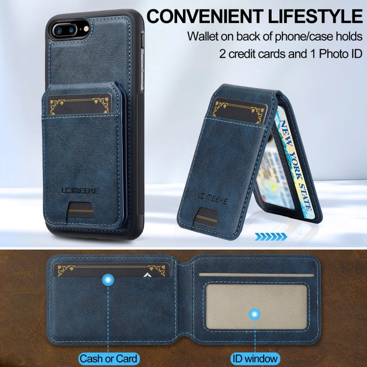For iPhone 8 Plus / 7 Plus LC.IMEEKE L3 Series Detachable RFID Card Bag Magsafe Phone Case(Blue)
