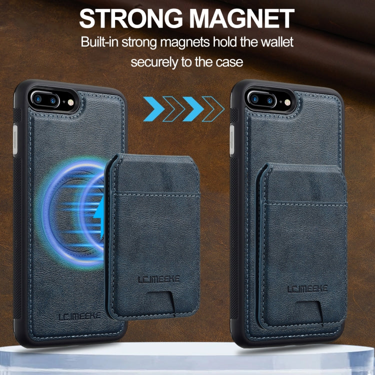For iPhone 8 Plus / 7 Plus LC.IMEEKE L3 Series Detachable RFID Card Bag Magsafe Phone Case(Blue)