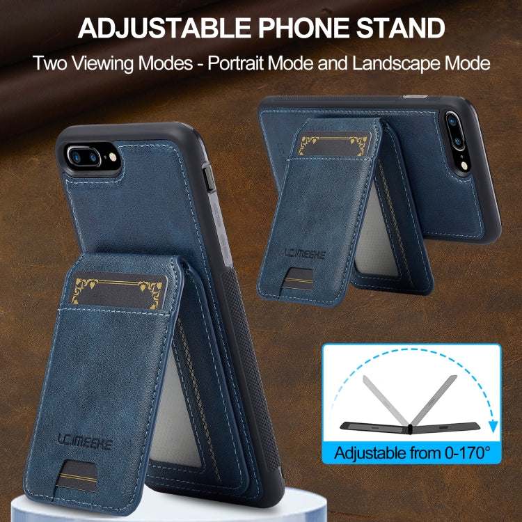 For iPhone 8 Plus / 7 Plus LC.IMEEKE L3 Series Detachable RFID Card Bag Magsafe Phone Case(Blue)