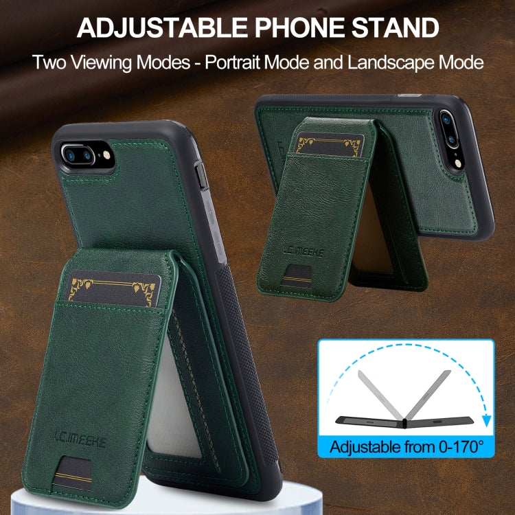 For iPhone 8 Plus / 7 Plus LC.IMEEKE L3 Series Detachable RFID Card Bag Magsafe Phone Case(Green)