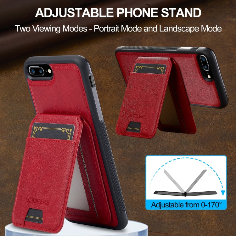 For iPhone 8 Plus / 7 Plus LC.IMEEKE L3 Series Detachable RFID Card Bag Magsafe Phone Case(Red)